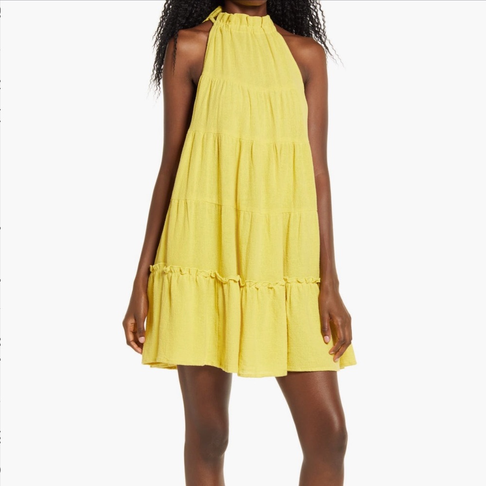 Free People Free-est Lera Ruffle Trapeze Dress In Yellow